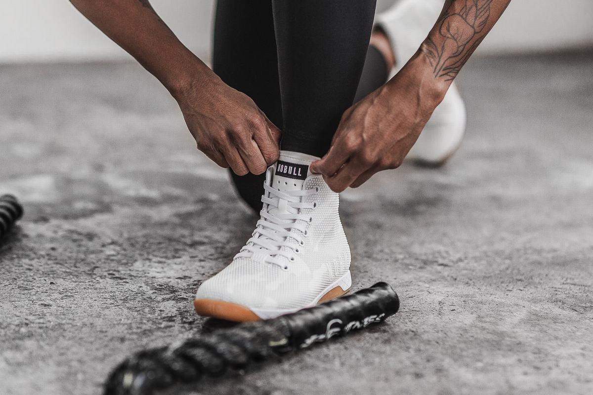 Nobull High-Top Women's Trainers White Camo | Australia (CX9026)